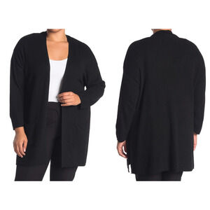 T Tahari Women's Open Front Cardigan Sweater SMALL Black NWT Pockets CASHMERE